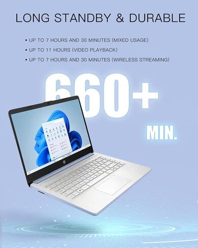 HP Student Business Computer - W/Microsoft Office Lifetime & Offc DVD محرك أقراص DVD • ذاكرة الوصول العشوائي 16GB • 128GB UFS و 256GB تمديد Micro SD • معالج Intel 4 -Core • HD Display • Win11 Pro (Silver) in Kuwait