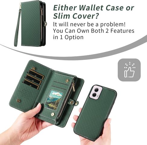 Asuwish Phone Case for Motorola Moto G Power 5G 2024 Zipper Wallet Detachable Cell Cover with Tempered Glass Screen Protector Crossbody Lanyard Strap Flip Card Holder Slot G5 Women Men Girls White in Kuwait