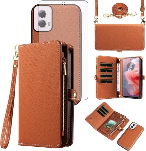 ASUWISH PHONE CASE لـ MOTEROLA MOTO G POWER 5G 2024 SHIPPER WALLET غطاء خلايا قابلة للفصل مع حامية شاشة زجاجية مقاس قاطع الحبل in Saudi Arabia