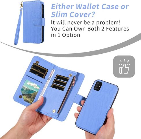 Asuwish Phone Case for Samsung Galaxy A71 5G Zipper Wallet Magnetic Detachable Cell Cover with Tempered Glass Screen Protector Crossbody Lanyard Strap Card Holder A 71 G5 71A S71 Women Men Dark Purple in Saudi Arabia