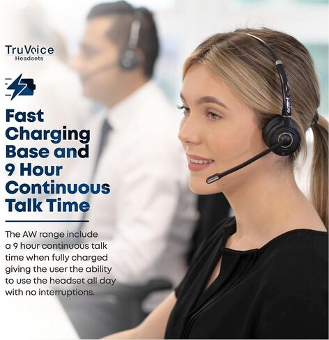 TruVoice AW50 Wireless Headset with Noise Canceling Mic and EHS for Remote Answer - Compatible with Cisco 6945 7821 7841 7861 7942G 7945G 7962G 7965G 7975G 8841 8851 8861 Desk Phones and Computer in Kuwait