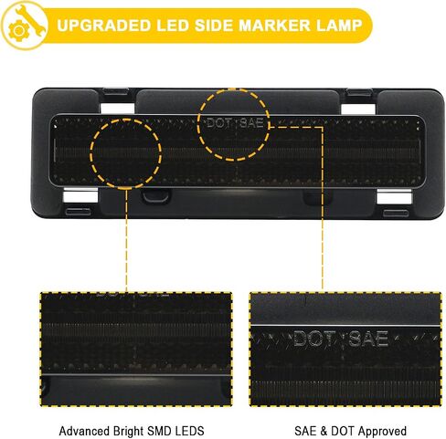R&F Auto 4 قطع مصابيح LED للعدسات المدخنة متوافقة مع كامارو 2010 2011 2012 2013 2014 2015 عاكسات مصابيح جانبية للسائق، كهرمان أمامي وخلفي أحمر للسائق والراكب in Saudi Arabia