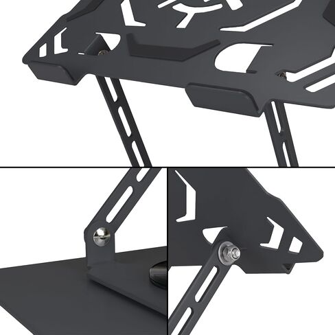 ENHANCE R1 Rotating Laptop Stand with 3 Cable Holders - Adjustable Laptop Riser for Desk, Metal Foldable Laptop Stand, Laptop Cooling Holder Compatible with Dell, Apple, Lenovo Laptops, More - Black in Kuwait