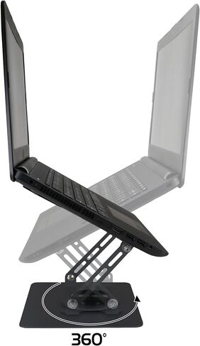 ENHANCE R1 Rotating Laptop Stand with 3 Cable Holders - Adjustable Laptop Riser for Desk, Metal Foldable Laptop Stand, Laptop Cooling Holder Compatible with Dell, Apple, Lenovo Laptops, More - Black in Kuwait