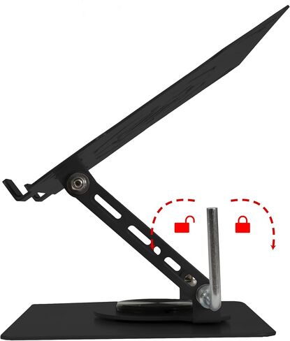 ENHANCE R1 Rotating Laptop Stand with 3 Cable Holders - Adjustable Laptop Riser for Desk, Metal Foldable Laptop Stand, Laptop Cooling Holder Compatible with Dell, Apple, Lenovo Laptops, More - Black in Kuwait