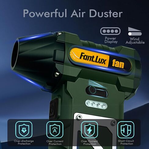 Electric Air Duster, 130000RPM High-Speed Rechargeable Cordless Air Duster with Stepless Speed Control, Long-Lasting Battery, Brushless Motor, for Cleaning Dust, Keyboard, Laptop, Car (Green) in Saudi Arabia