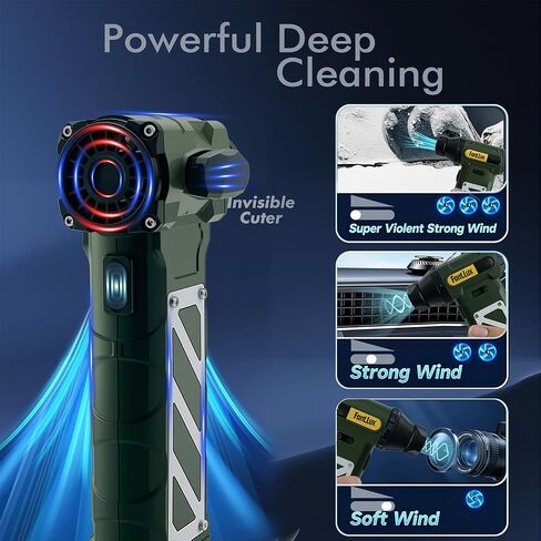 Electric Air Duster, 130000RPM High-Speed Rechargeable Cordless Air Duster with Stepless Speed Control, Long-Lasting Battery, Brushless Motor, for Cleaning Dust, Keyboard, Laptop, Car (Green) in Saudi Arabia