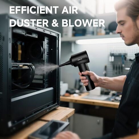 Computer Keyboard Cleaner Portable Vacuum and Compressed Air Duster Black in Saudi Arabia