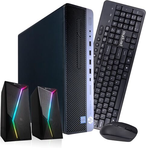 HP Elitedesk 800G4 PC | Windows 11 Pro | Intel I5-8500 | 16 جيجابايت ذاكرة الوصول العشوائي 1 تيرابايت SSD | New Dual 24 "LCDs | مكبرات الصوت RGB | كمبيوتر المنزل أو المكتب | WIFI 6 AX200 + BT (متجدد) in Kuwait