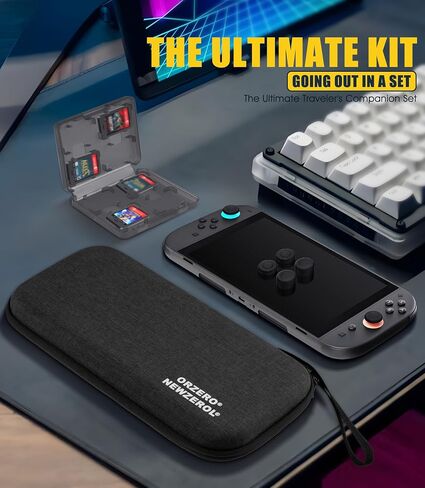 Orzero (8 in 1) الحمل المتوافق مع Switch 2 2025 ، مع أغطية قبضة الإبهام وإجمالي 20 بطاقات ألعاب منظمات منظم العلبة القابلة للوصول إلى بطانة ناعمة - أسود - أسود in Saudi Arabia