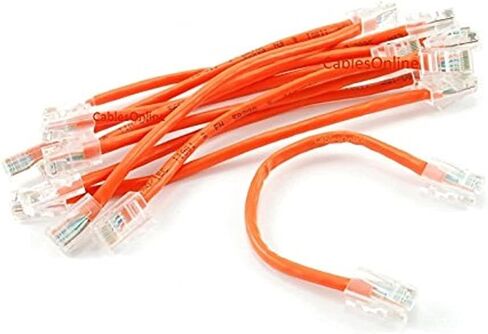 CablesOnline, 10-Pack 6in Assembly Cat5e Ethernet Non-Boot RJ45 Network Cable, Orange, U-000NOR-10 in Kuwait