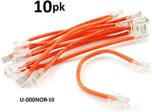 CablesOnline, 10-Pack 6in Assembly Cat5e Ethernet Non-Boot RJ45 Network Cable, Orange, U-000NOR-10 in Kuwait