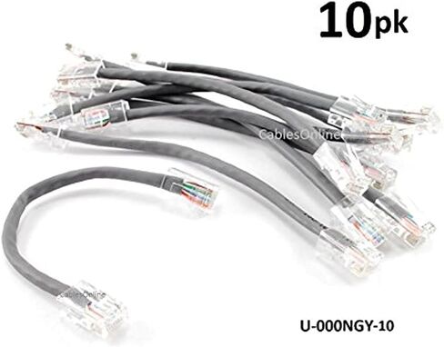CablesOnline, 10-Pack 6in Assembly Cat5e Ethernet Non-Boot RJ45 Network Cable, Orange, U-000NOR-10 in Kuwait