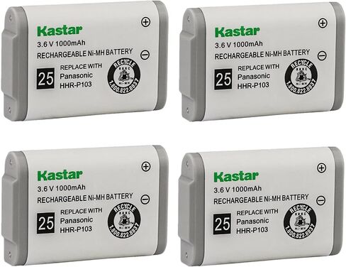 Kastar 4-Pack HHR-P103 Battery Replacement for Panasonic HHR-P103 HHRP103 HHR-P103A HHRP103A Type 25, Panasonic KX-GA271W KXGA271W KX-TD7680 KXTD7680 KX-TD7896 KXTD7896 KX-TG2352 KXTG2352 KX-TG2352B in Saudi Arabia