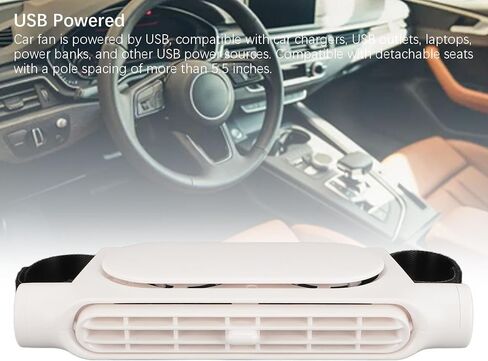 مروحة سيارة Yoidesu للسائق ومقعد الراكب - 3 سرعة للرياح ، مروحة مقعد السيارة ، محمولة USB Backseat ، مروحة تبريد الأطفال ، طفل هادئ ، مسند رأس ، 3 سرعات للسيارات Van RV Truck in Saudi Arabia