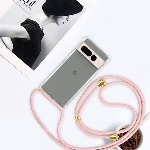 YESPURE Crossbody Case for Google Pixel 7 Clear Soft TPU Anti-Yellowing Anti-Scratch Shockproof Protective Phone Cover Case with Adjustable Lanyard Neck Strap for Women Girls - Rose Gold in Kuwait