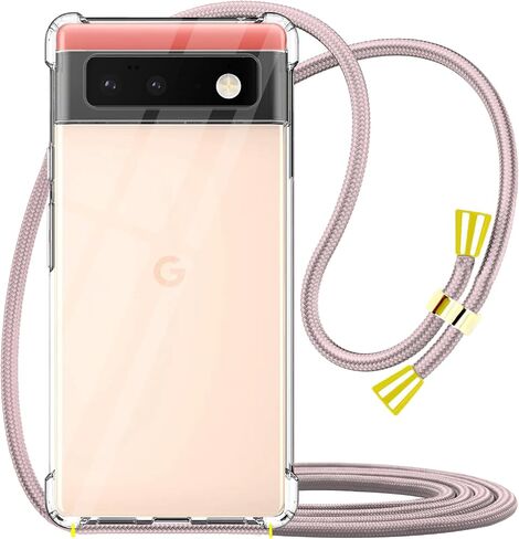 YESPURE Crossbody Case for Google Pixel 7 Clear Soft TPU Anti-Yellowing Anti-Scratch Shockproof Protective Phone Cover Case with Adjustable Lanyard Neck Strap for Women Girls - Rose Gold in Kuwait