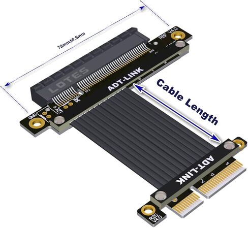 ADT-LINK PCI Express 4.0/3.0 x4 ذكر إلى x8 PCI-E X4 إلى X8 SLOT CATING 90 درجة مستقيمة كابلات التمديد اليمنى (20 سم ، R28SL-TL 4.0) in Kuwait