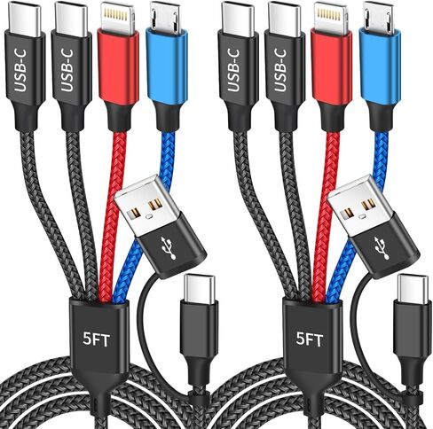 Travel USB C Cable, 5FT USB C Splitter 4 IN 1 Multi Charging Cable with 4 Typ-C Ports for Multiple Devices, Fast Charging for iPhone 16/15, iPad, Galaxy S25/S24, Android, PS5, Mini Fans and More in Kuwait
