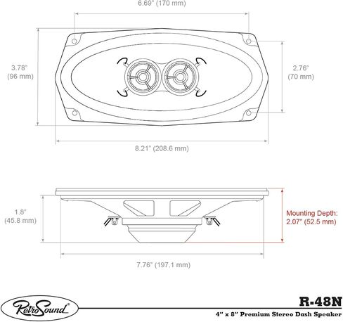 RetroSound R-410UK 4" x 10" Dash Replacement Speaker for Classic Vehicles in Kuwait