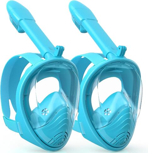 Snorkeling Gear for Kids, Full Face Snorkel Mask Kids with Breathability No Leakage, Kids Snorkel Set for Ages 6-14 with Adjustable Strap Camera Mount and Mesh Bag (Green) in Saudi Arabia