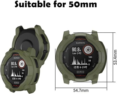 حامي شاشة الساعات +غطاء حالة الساعة لـ Garmin Instinct 3 50mm ، [3-PCs] فيلم زجاجي مقسّر ومصدٍ TPU الناعم ، مضاد للخلع ، خالي من الفقاعات ، حماية صافية ، صدمة ، صدمية (أسود) in Kuwait