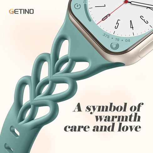 Getino for Apple Watch Slim Bands Compatible with Apple Watch Band Women 40mm 38mm 41mm 42mm, Soft Silicone Hollow-out Cute Strap for iWatch Series 10 9 8 7 6 5 4 3 2 1 SE, Black/Apricot/Pink/Violet in Saudi Arabia