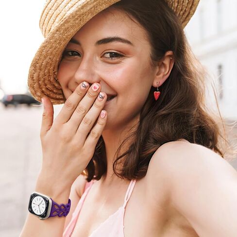 Getino for Apple Watch Slim Bands Compatible with Apple Watch Band Women 40mm 38mm 41mm 42mm, Soft Silicone Hollow-out Cute Strap for iWatch Series 10 9 8 7 6 5 4 3 2 1 SE, Black/Apricot/Pink/Violet in Saudi Arabia