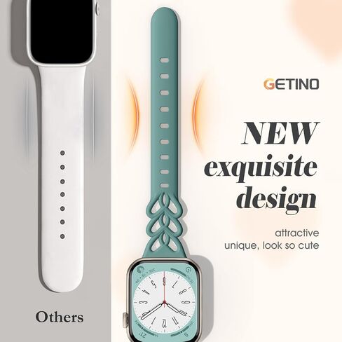 Getino for Apple Watch Slim Bands Compatible with Apple Watch Band Women 40mm 38mm 41mm 42mm, Soft Silicone Hollow-out Cute Strap for iWatch Series 10 9 8 7 6 5 4 3 2 1 SE, Black/Apricot/Pink/Violet in Saudi Arabia