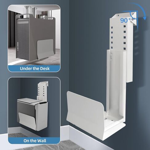 TooCust Heavy Duty Computer Wall Mount, Also Great for PC Mount Under Desk - Height Adjustable from 12" to 20", Width Adjustable from 5.7" to 8" - Computer Mount PC Holder Under Desk or On Wall in Kuwait