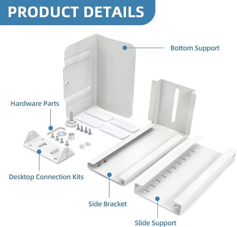 TooCust Heavy Duty Computer Wall Mount, Also Great for PC Mount Under Desk - Height Adjustable from 12" to 20", Width Adjustable from 5.7" to 8" - Computer Mount PC Holder Under Desk or On Wall in Kuwait