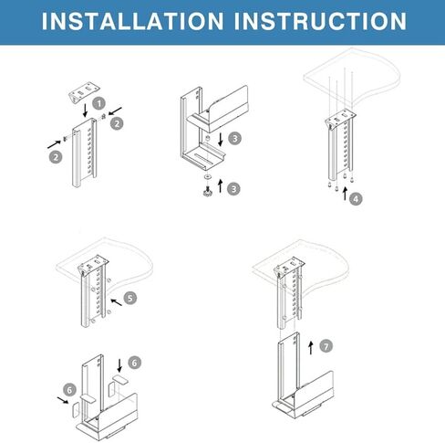 TooCust Heavy Duty Computer Wall Mount, Also Great for PC Mount Under Desk - Height Adjustable from 12" to 20", Width Adjustable from 5.7" to 8" - Computer Mount PC Holder Under Desk or On Wall in Kuwait