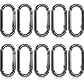 10 Pcs Carabiner Clips Locking Carabiners Aluminum Heavy Duty Chain Connector Keychain Snap Bag Hook Locking Carabiner Tiny Oval Spring O Rings Hooks for Climbing Outdoor Camping Hiking, Black