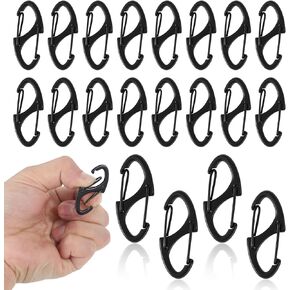 Giantree 20 Pcs S Shaped Double Opening Carabiner Keychain, Alloy S Carabiner Clips, Keychain Spring Snap Hooks Mini Carabiners Clip, for Dual Wire Gate Interlocking Clips Tiny Clip Attachment