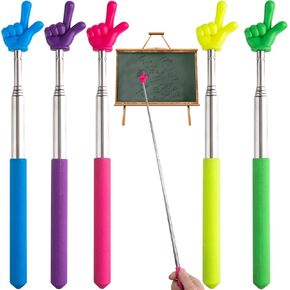 5 PCS Retractable Pointer Sticks, 5 Colors Finger Pointing Sticks for Teachers, Extendable Reading Pointer Stick - Pink, Green, Yellow, Purple, Blue