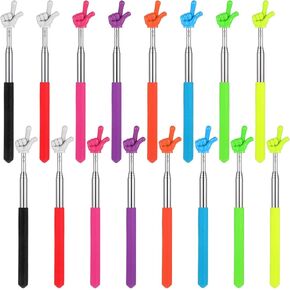 Prasacco 16 Pcs Telescopic Teacher Pointer, Stainless Steel Hand Pointer Stick Retractable Pointing Finger Stick for Classroom, Demonstration, Lecture, Reading - Extends to 26.77 Inches (8 Colors)