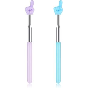 2pcs Finger Pointer Stick, Teacher Pointer Stick Retractable Hand Pointers Sticks Extendable Mini Pointers Finger Classroom Essentials for Effective Presentations (Blue, Purple)