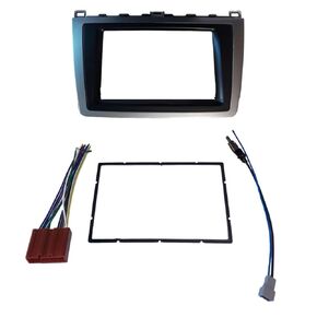 Double DIN Car Stereo Radio Installation Dash Trim Bezel Kit Compatible with Mazda (Dash Kit + Wiring Harness + Antenna Adapter) 2009 2010 2011 2012 2013