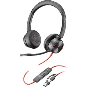 Poly Blackwire 8225 Stereo USB-C Headset +USB-C/A Adapter - Stereo - USB Type C - Wired - 32 Ohm - On-ear - Binaural - Ear-cup - 7.10 ft Cable - Omni-directional Noise Cancelling Microphone - Black