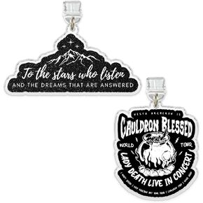 Set 2Pcs Cauldron Blessed, To The Star Who Listen Kindle Charms Dust Plug Charm 1.5 Inches ACOTAR Quotes Mountain Reading Fantasy Bookworm Lightning/Type C Acrylic Material Accessories for E-Reader