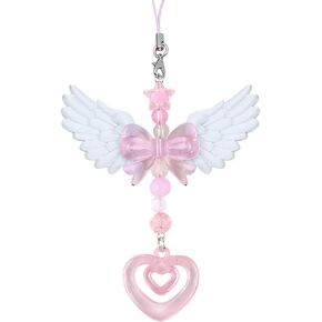 Pink Star Heart Phone Charms Strap Kawaii Bow Phone Charm Cute Beaded CellPhones Case Chain Bag Charms for Backpack Hangbag Car Key Cellphone Accessories Aesthetic Cellphone Charm for Women