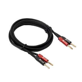 Fosi Audio 14AWG Braided Speaker Wire 5.9Ft, 1 Pack Pair Cable with 4 Gold Plated Banana Plugs, Black Cables for Home Audio Stereo Amplifier/Receiver/Bookshelf/Passive Speaker (1.8m/70.87in)