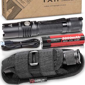 NP NIGHT PROVISION TX11 مصباح يدوي تكتيكي مع حافظة حزام واجب Luminus 1600 Lumens LED لأمن الشرطة من الدرجة العسكرية ألمع مصابيح Tac (البطارية غير متضمنة)