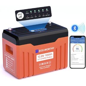 ECO-WORTHY 12V 150Ah Metal Shell LiFePO4 Lithium Battery with Bluetooth, Low-Temp Protection, Rechargeable Deep Cycle Battery with 120A BMS, Ideal for Solar, RV, Camper, Marine, Trolling Motor in Saudi Arabia