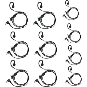 C Shape Earpiece with PTT Mic Compatible for Motorola CP200 CP200D CP185 CLS1410 CLS1110 BPR40 DTR410 PR400 RMU2040 Walkie Talkie Two Way Radio 10Pack