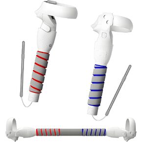 3 in 1 Upgraded VR Dual Long Stick Handle Extension Game Grips Handle Attachment for Meta/Oculus Quest 2 Controller Grips (Q11-Quest 3)