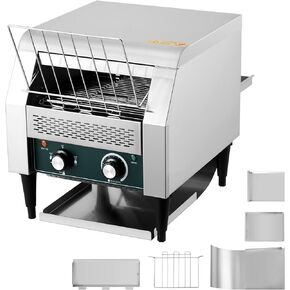 Commercial Conveyor Toaster, 150 Slices/H, 1300W 110v, 7 Temperature Settings, Commercial Toasters for Restaurant/Home, With Timer, for Bun Bagel Bread