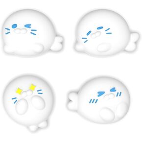 PlayVital Thumb Grips for Nintendo Switch 2 | Kawaii Silicone Joystick Caps (4-Pack) - Cute Accessories Animal Design Thumbstick Covers for Joycon 2 - Cutie Seal Squad