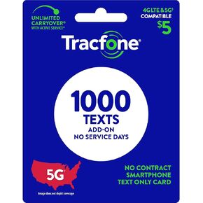 Tracfone $5 Text Add–On Card 1000 TXT [Physical Delivery]