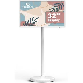 Teamgee 32-Inch Portable Smart Screen on Wheels, Wireless Touch Monitor with 8-Hour Battery, Android 13, Full-Motion Mount for Streaming, Work, and Multi-Purpose Use